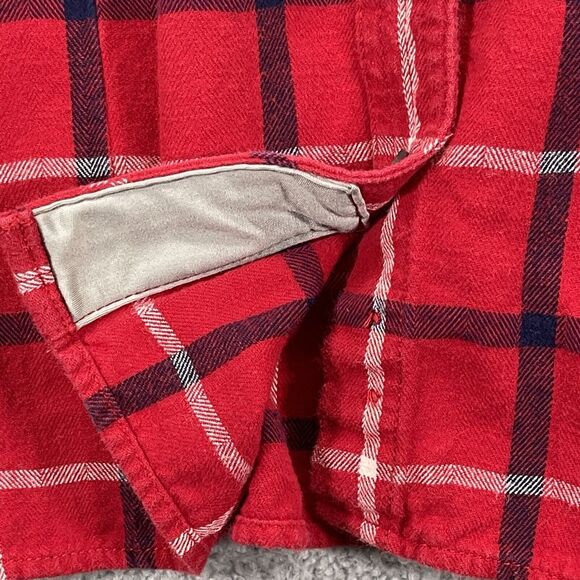 Duluth Trading Flannel Button Up Top Women XXL Red Plaid Long Sleeve Cotton Z14 - Picture 7 of 14